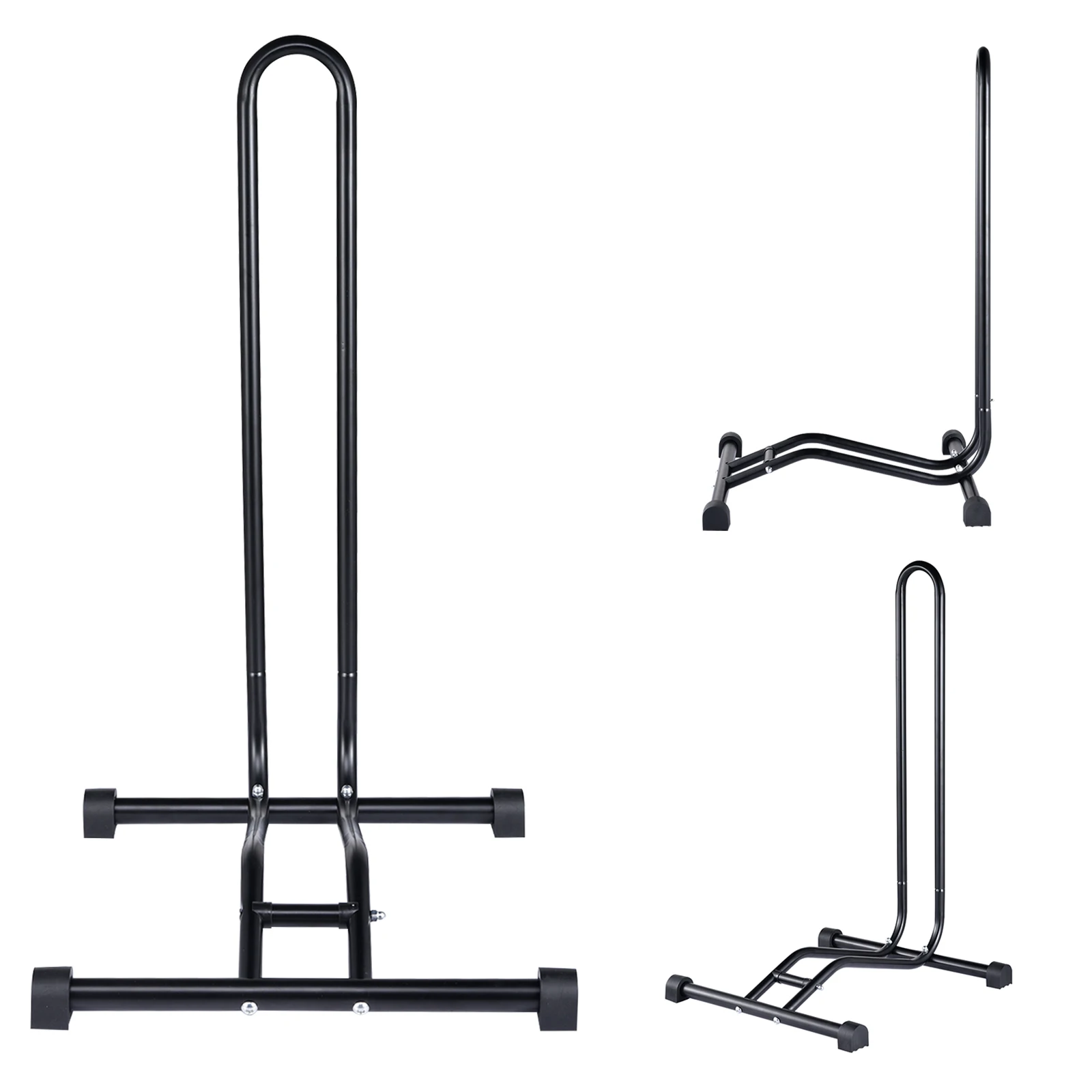 Supporto da pavimento 2-in-1 per parcheggio e esposizione biciclette, supporto a forma di L per mountain bike, portabiciclette verticale in acciaio e rack per garage e deposito domestico