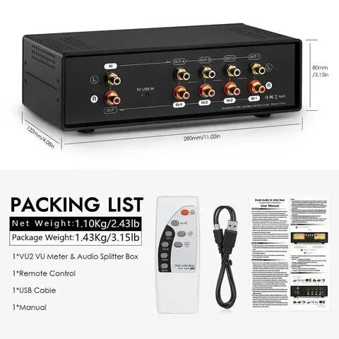 नोबसाउंड माइक+लाइन एनालॉग डुअल वीयू मीटर साउंड लेवल डीबी पैनल डिस्प्ले 4-वे ऑडियो स्प्लिटर स्विचर बॉक्स म्यूजिक स्पेक्ट्रम विज़ुअलाइज़र 6 best sales वुमीटर - №3