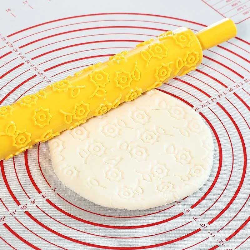 15 Patterns Plastic Rolling Pin Flower Textured Embossed Roller Mold DIY Fondant Cake Decoration Kitchen Accessories