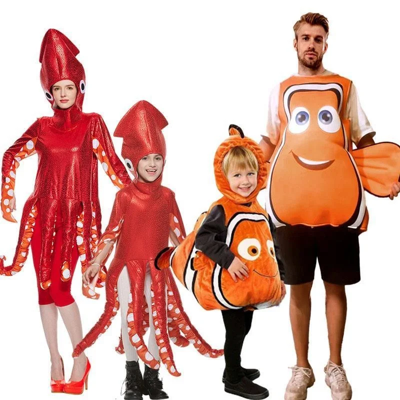 ชุดคอสเพลย์ตัวตลกการ์ตูน ชุดแฟนซีธีมสัตว์ทะเลสำหรับผู้ใหญ่ วัสดุโพลีเอสเตอร์ สไตล์จีนดั้งเดิม