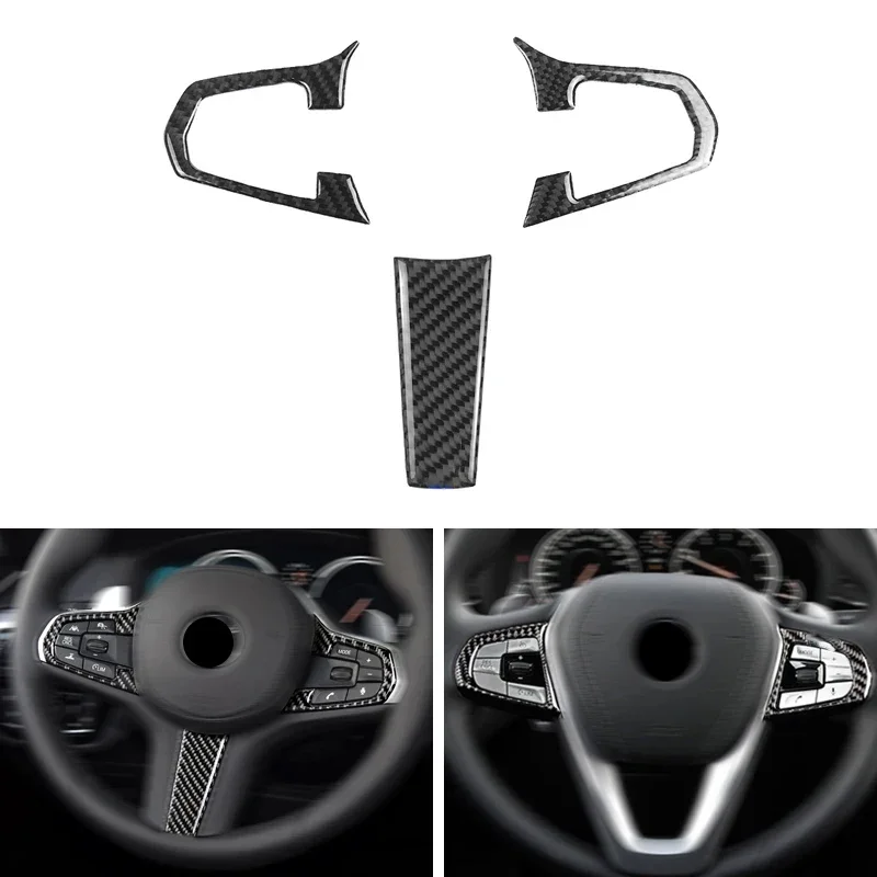 

Car Styling Real Carbon Fiber Steering Wheel Button Cover Protective Trim For BMW 5 Series G30 G38 X3 G01 G08