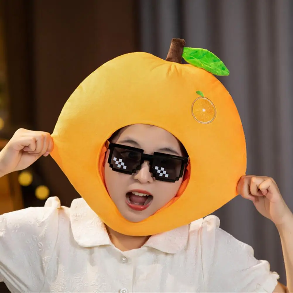 Adorable Orange Headgear Soft Warm Orange Fruit Plush Hat Lightweight Winter Cosplay Headgear for Party Costume Performance