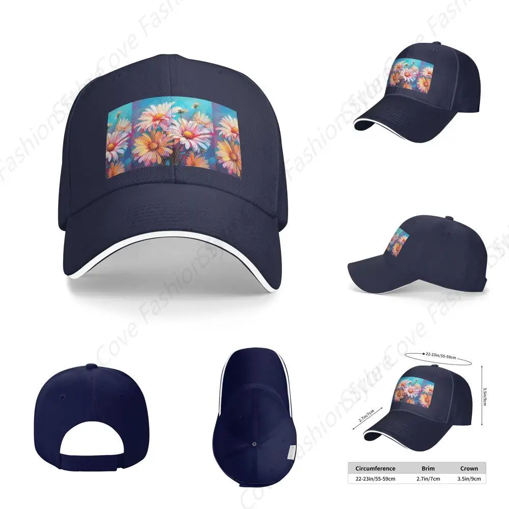 

Hot-Selling Summer Floral Daisies Flower Hat Sandwich Caps Peaked Caps Trucker Hat Men Women Outdoor Sport Travel Sun Visor