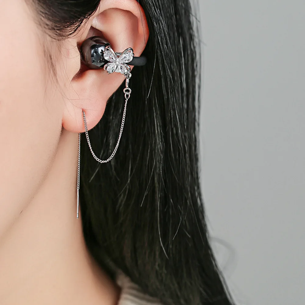 Small Flower Earbud Charm Anti Loss Ear Chain Dual Use Decorative Clip for Clip On Wireless Bluetooth Earphones