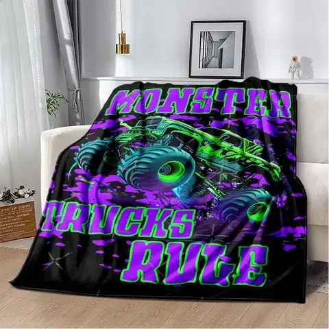 3D Monster Jam Monster Truck Tecknad Flanell Mjuk Pläd Pojkar Sovrum Bäddsoffa Varm Pläd Picknick 10 best sales monsterjam - №2