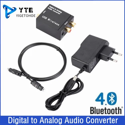 Convertidor de Audio Digital a analógico, adaptador de Audio de salida RCA R/L, caja amplificadora DAC para decodificador óptico Coaxial SPDIF ATV DAC