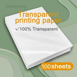 100% Transparent Vinyl Sticker Paper 100 Sheets A4 Label Sticker for Inkjet Printer Waterproof Glossy Gold clear Adhesive Paper