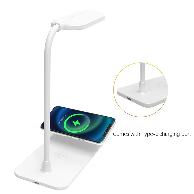 Imagem -06 - Lâmpada de Mesa Led com Carregador sem Fio e Usb Plug in Port Cabeceira Night Light Toque Regulável Eye-caring Jogos Leitura Casa