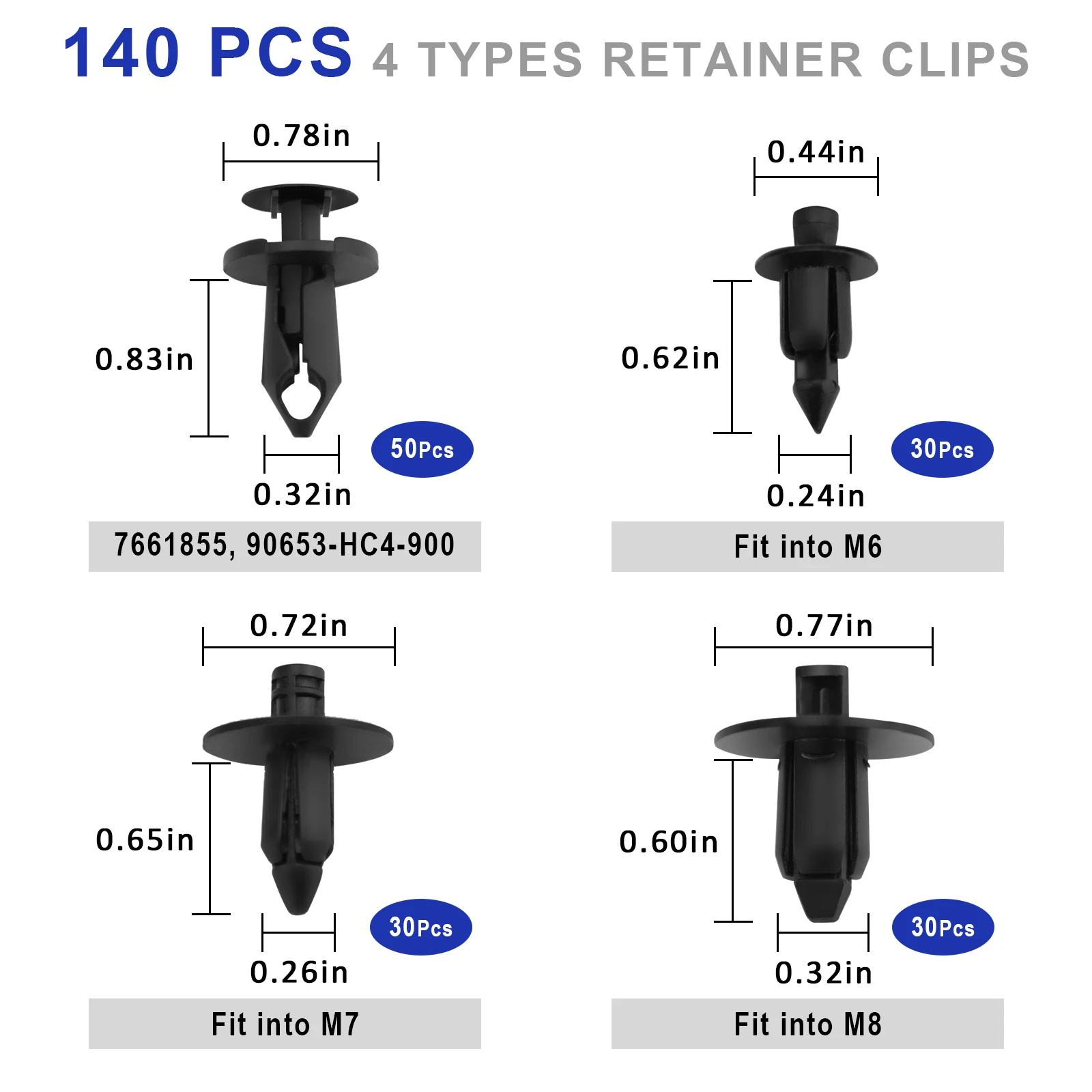 Clips de garde-boue RiSALE UTV RL pour moto, clips de garde-boue M6 M7 M8, goupille de poussée 7661855, attache de retenue pour ycine, Honda Kawasaki Suzuki Yamaha, agglomx