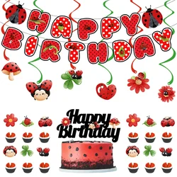 Ladybug Birthday Party Banner Balloons Theme Baby Shower Boys Girls 4th 5th 6th spiral Cake Topper Birthday Party Supplies