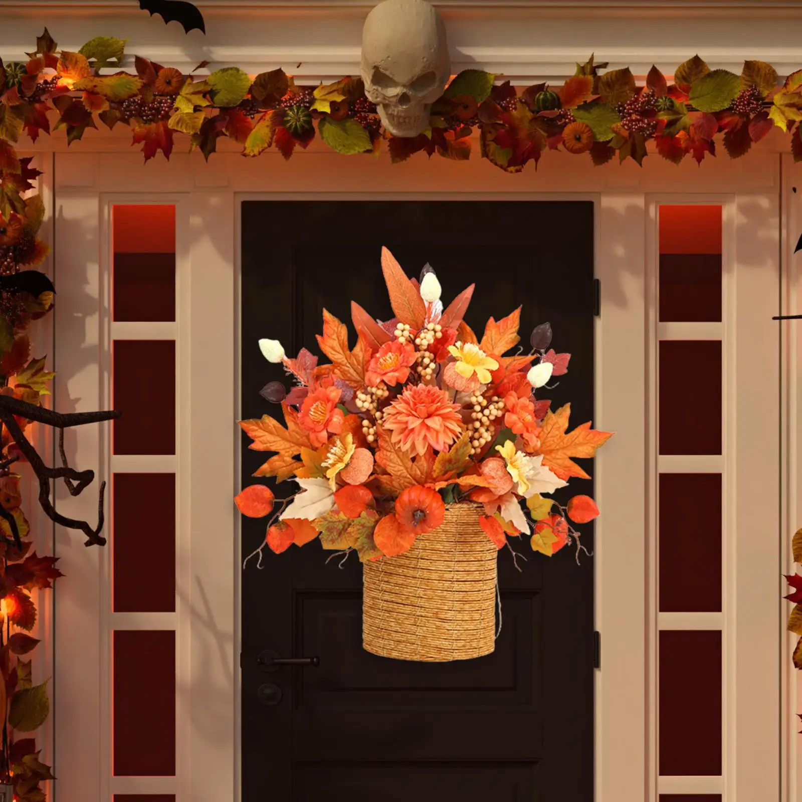 

Fall Wreath Realistic Autumn Wreath for Fireplace Harvest Festival Courtyard