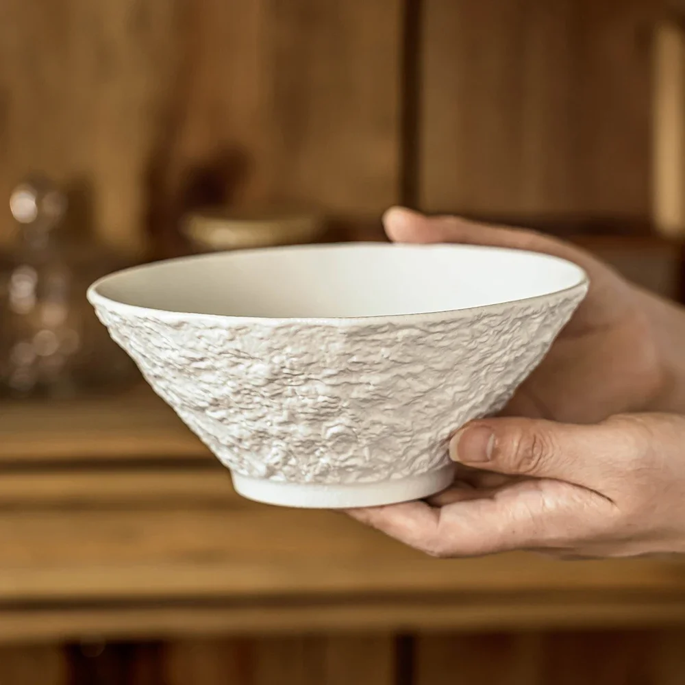 Japanese Style Porcelain Bowl Round Large Capacity Restaurant Household Food Container Noodles Vegetables Soup Bowls