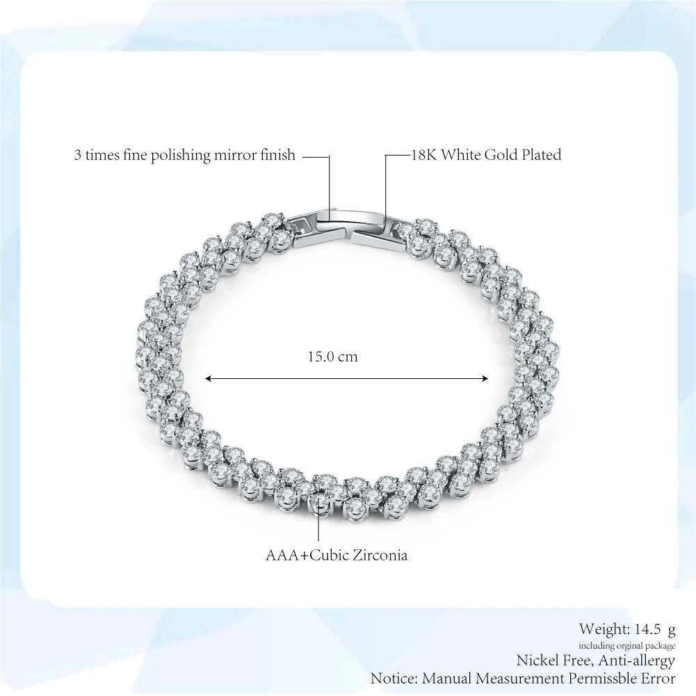 Splendido braccialetto da Tennis di lusso per le donne braccialetto con fibbia pieghevole a mano lucido AAA Zirconia Noble Wedding Fashion Jewelry