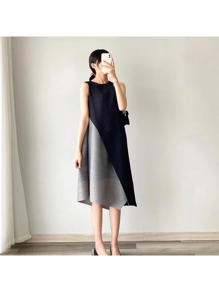 【خفيضات مياكي الساخنة】فستان نسائي فاخر |       كتلة الألوان |       فضفاض حجم كبير |       مطوي ألف خط |       تنورة عصرية [2535zsj--