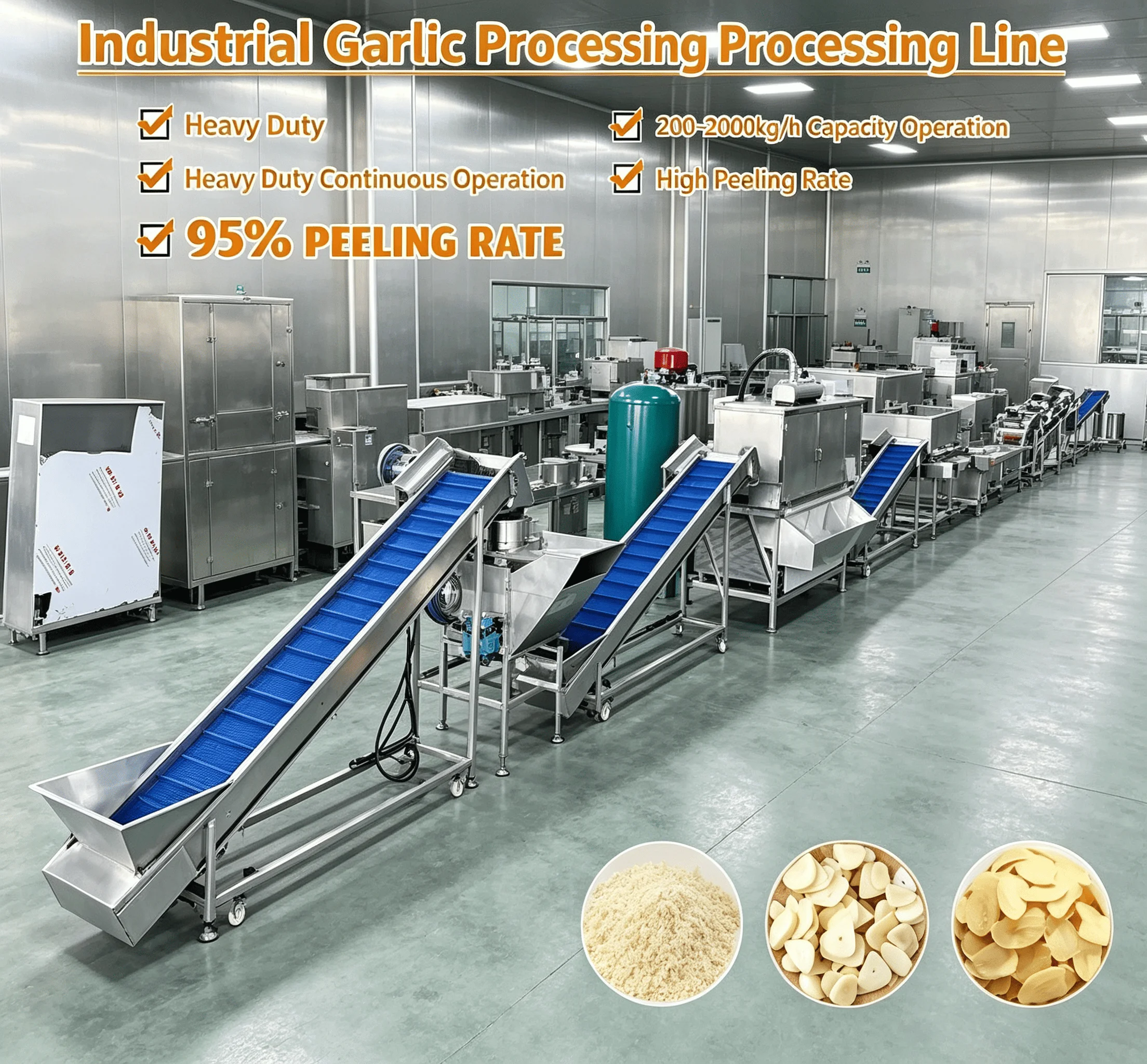 Garlic Onion Processing Line High Efficiency Vegetable Peeler Machine For Ginger Paste Production Customized