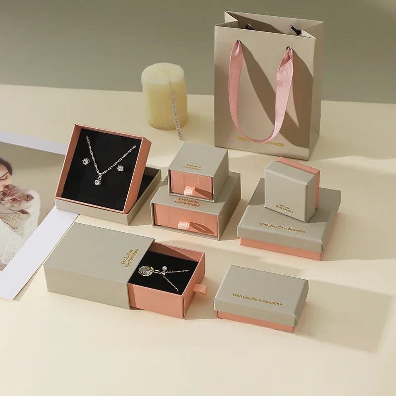 

30Pcs/lot wholesale brick powder texture jewelry storage box ring earring set box necklace bracelet gift jewelry packaging box