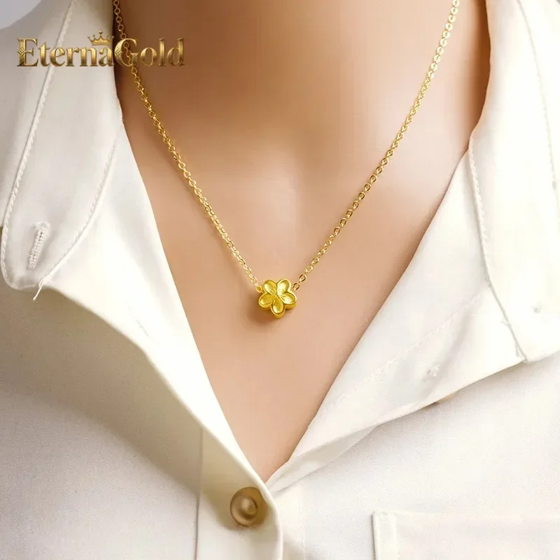 

EternaGold Luxury 24K 9999 Pure Gold real gold Women's Plum Blossom Bracelet Pendant Necklace