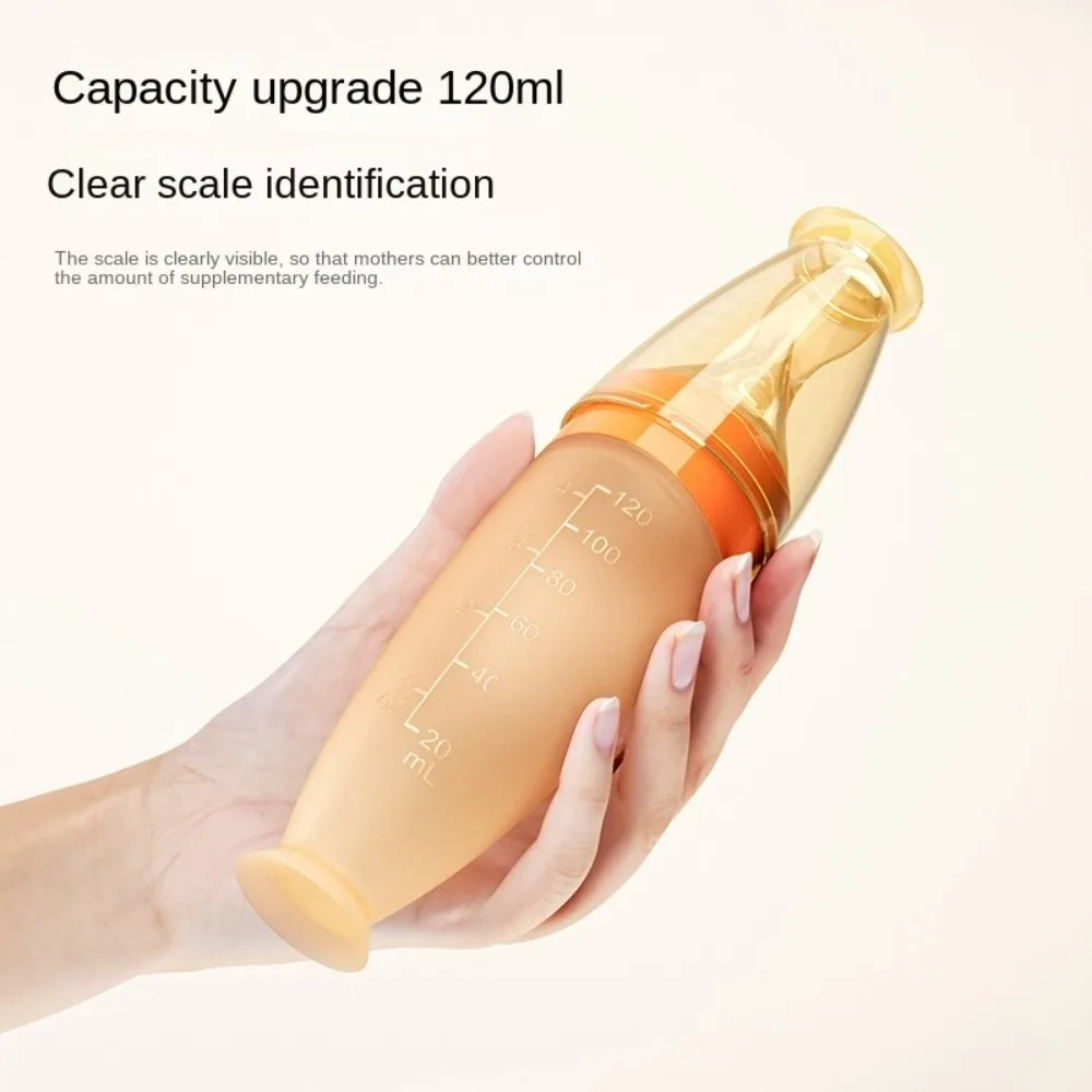 

Silicone Baby Squeeze Spoon High Temperature Resistance Soft Tip Milk Feeding Bottle Convenient Flexible Rice Cereal Bottle