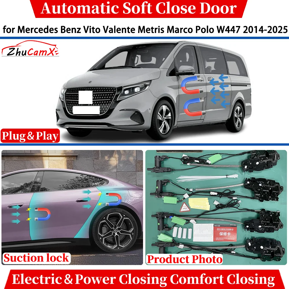 สำหรับเมอร์เซเดส-เบนซ์ วีโต้ วาเลนเต้ เมทริส มาร์โก โปโล W447 ปี 2014-2025 ระบบปิดประตูอัตโนมัติแบบนุ่มนวล ระบบไฟฟ้า ปิดประตูแบบสบายด้วยระบบดูด