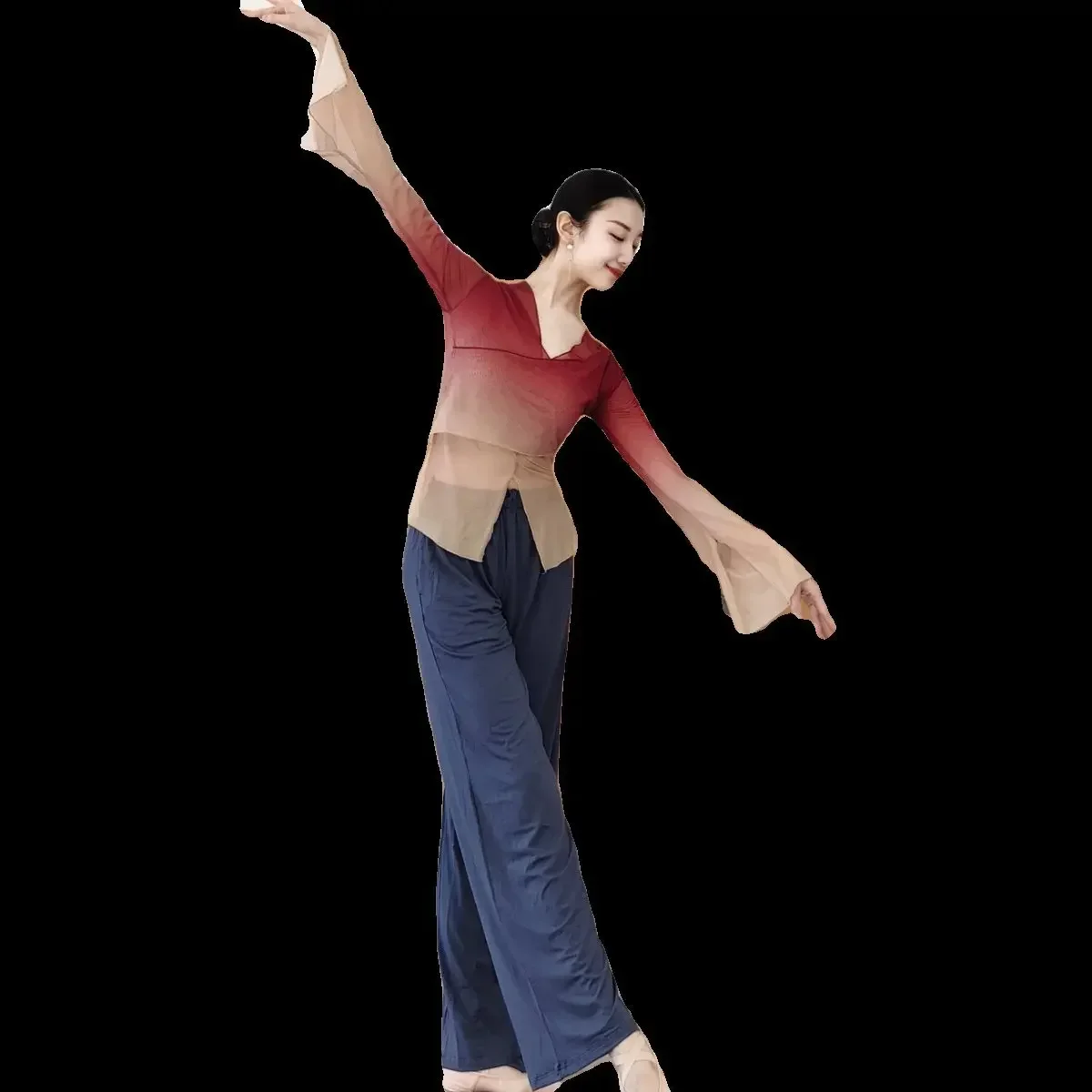 Klassische allmähliche Änderung Körper Reim Gaze Kleidung Praxis Kleidung weiblichen chinesischen Tanz Volkstanz moderne Tanzkleidung