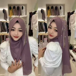 2026 Fashion Muslim Girls Tassels Wrap Instant Hijabi Scarves