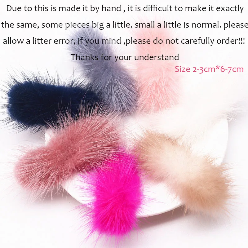 5/40pcs Fur Pompom Bowknot 2-3cmX6-7cm Soft Mink Pompoms DIY Material Hair Bow Tie Accessories Clothing Hats Supplies