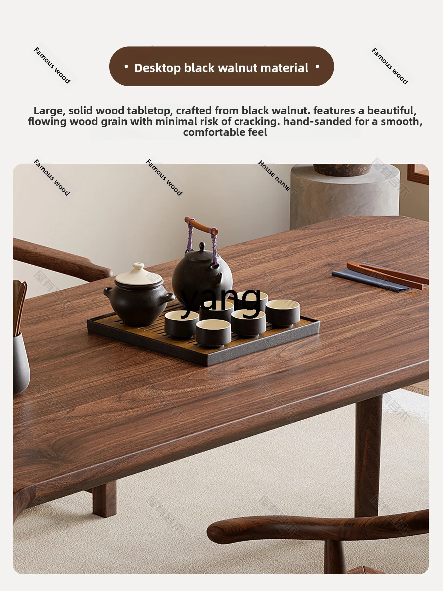 LMM solid wood tea table Zen calligraphy table mortise and tenon tea table household balcony coffee