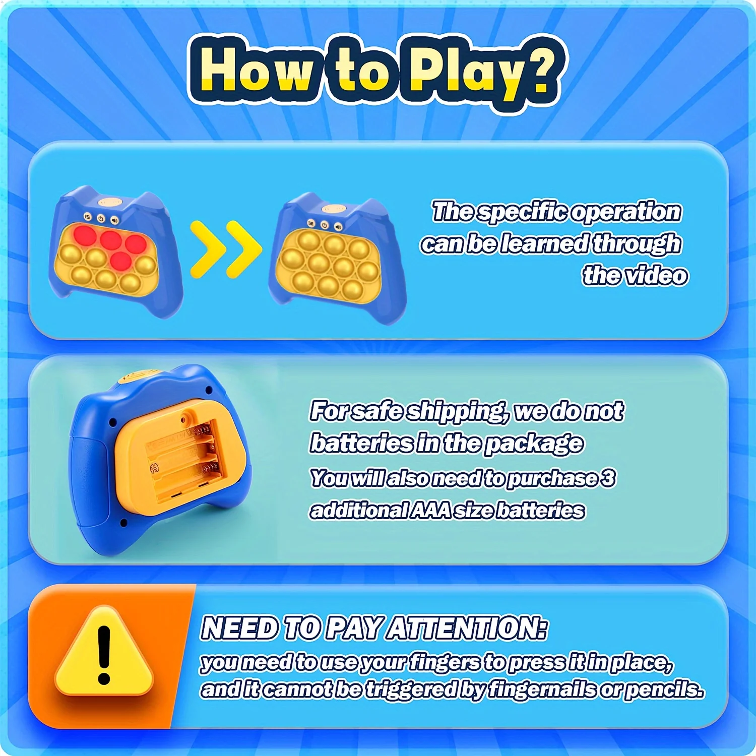 Pop Light Fidget Spiel Quick Push Bubble Spiel Tragbare Handheld Griff Spielzeug Jungen Mädchen Geschenk für Kinder Maschine Entlasten Stress Spielzeug