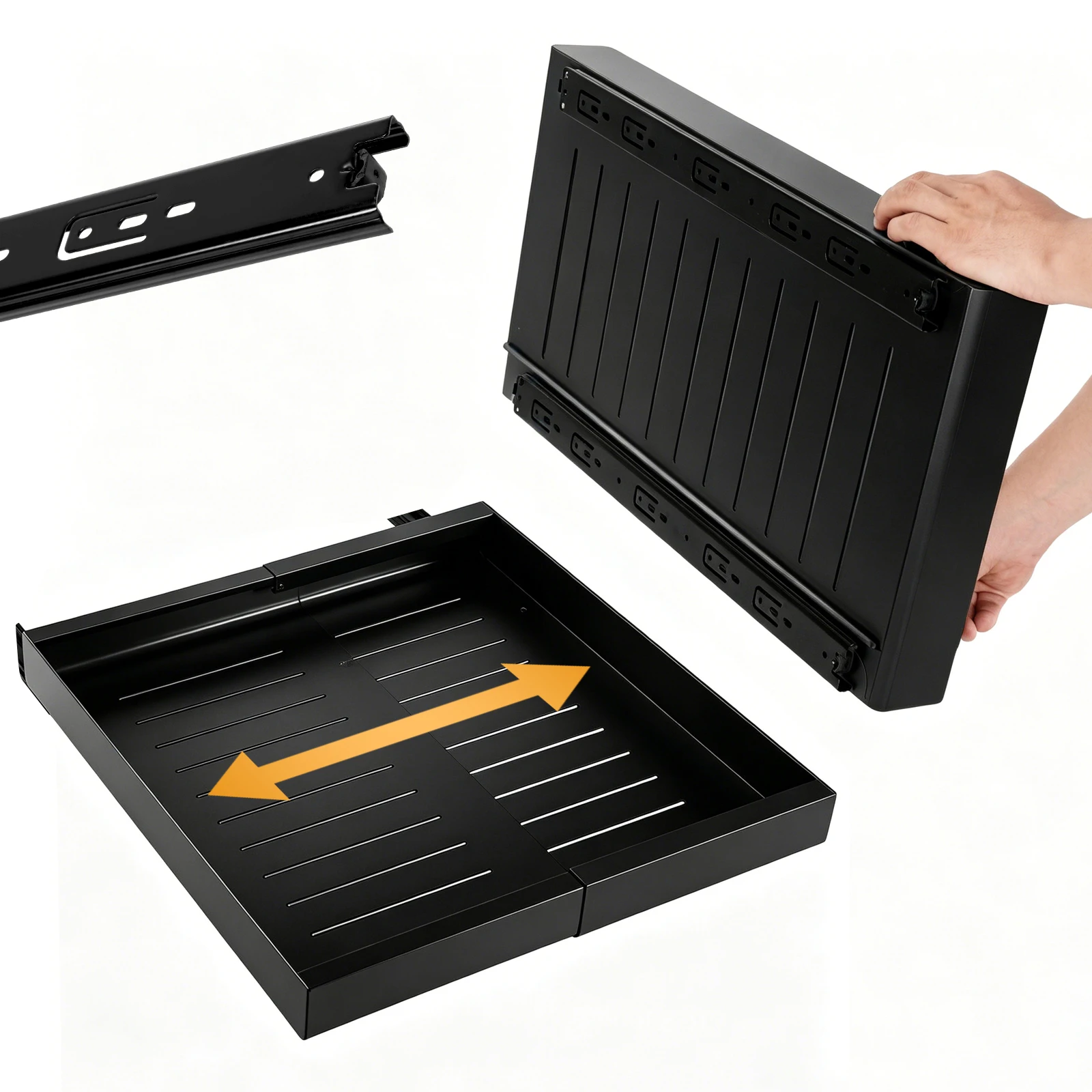

2 Pack Cabinet Pull Out Shelves Expandable(12inch-20inch) No Drill Roll Out Shelves Slide-Out Storage Shelf for Kitchen Bathroom