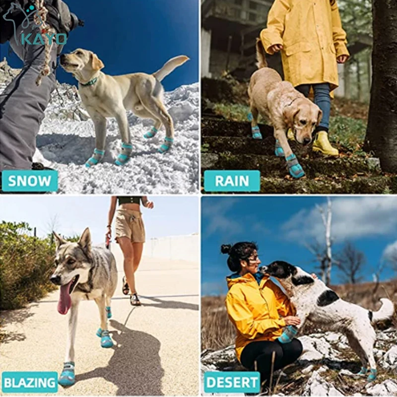 4 Stks/set Hondenschoenen Voor Grote Honden Ademende Professionele Outdoor Hondenschoenen Anti-Slip Duurzame Schoenen Voor Wandelen Rubberen Zool