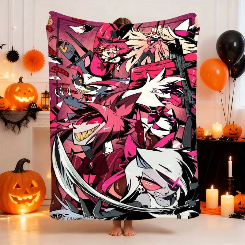 1pc  Hotel Demon Gentleman Wild Gothic Illustration Flannel Blanket, Lightweight and Easy to Pack, Durable and Aesthetic, Wrinkl