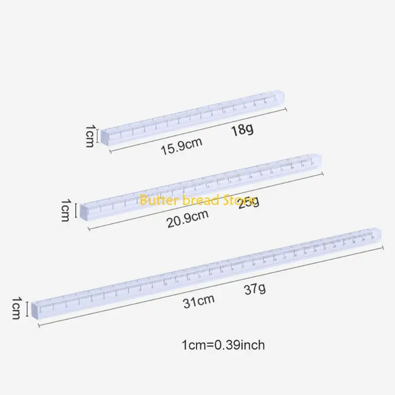 W89C 15cm/20cm/30cm Plastic Ruler Portable Mathematics Ruler for Artists Designers