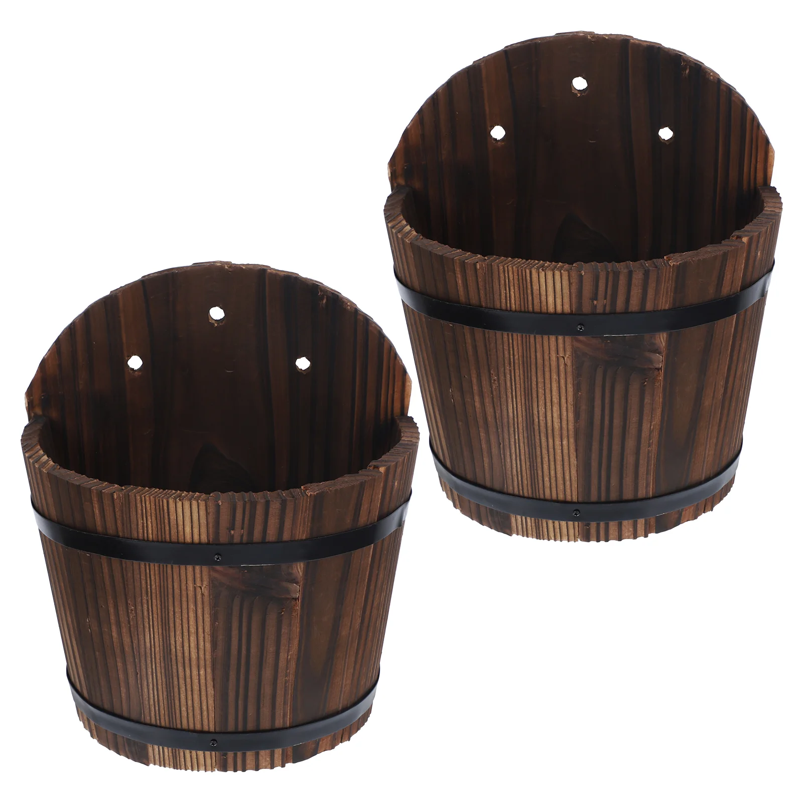 

2 Pcs Hanging Wooden Flowerpot Fence Planter Pots Wall Container Holder Display