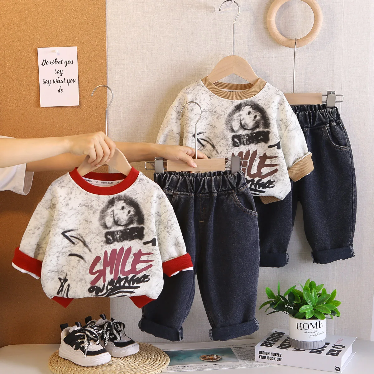 

Boys Clothing Sets Spring Autumn Children Casual Sweatshirts Tops Denim Pants 2pcs Sports Suit For Baby Tracksuits Kids Outfits