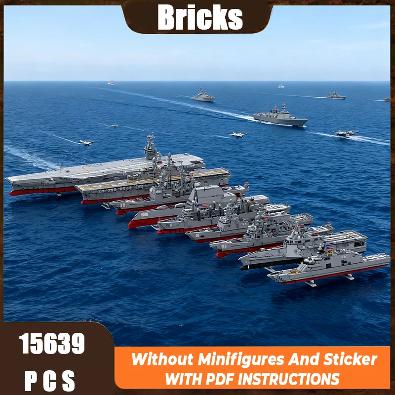 Exquisite new MOC building block model for US military aircraft carrier battle group technology modularfestival toy DIY set