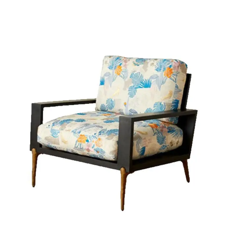 

French retro solid wood, antique sofa, designer single sofa Internet celebrity living room, study lazy sofa