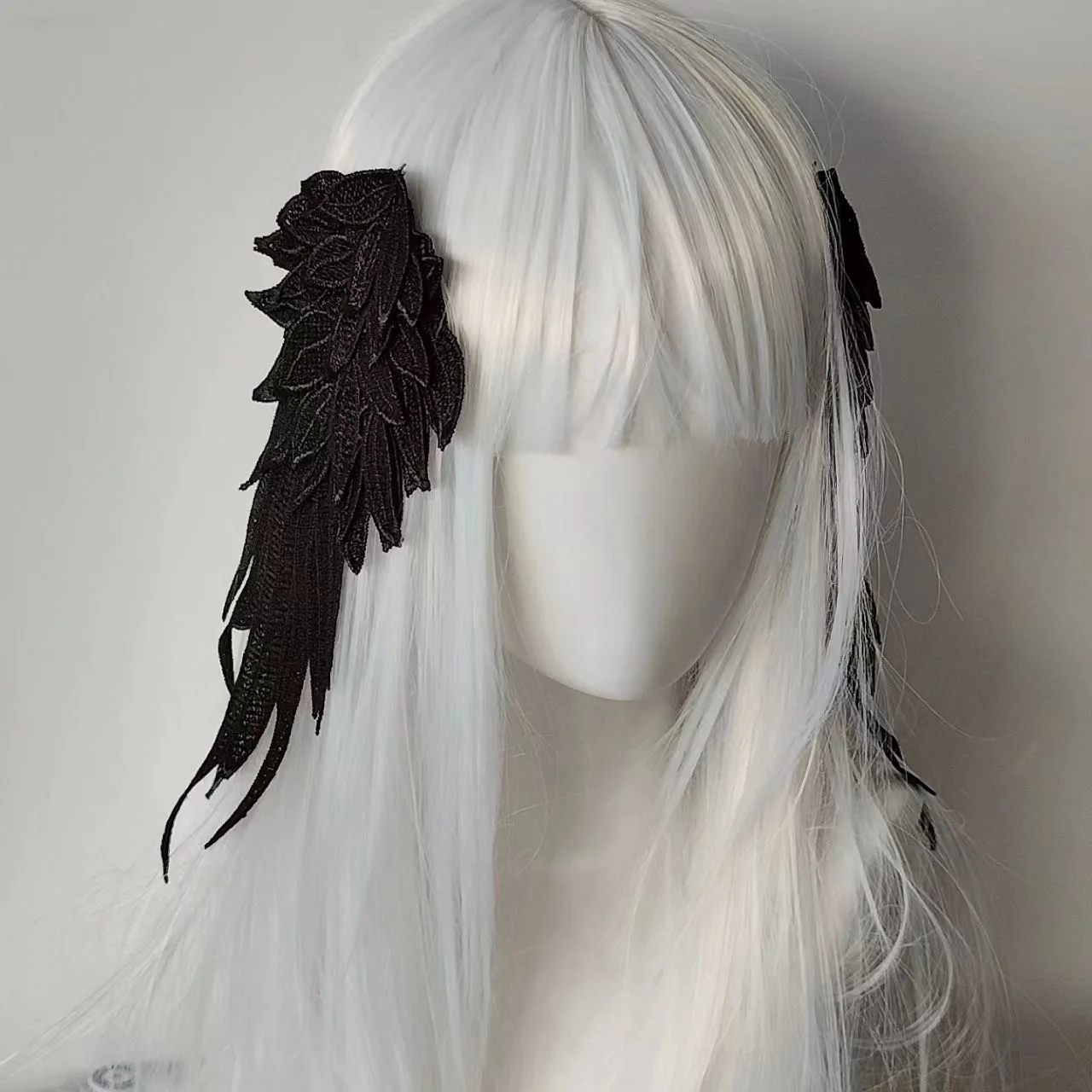 Black/White Angel Wing Hair Clips Lolita Barrette Angel Wing Hairpin Lolita Cosplay Hair Accessories Anime Halloween Headwear