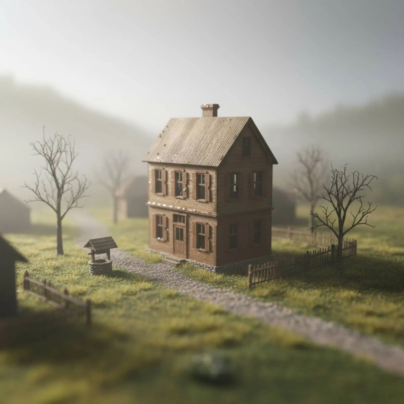 

1:72 Scale Building Kit Handmade Gift Eastern European House Model DIY Wooden House Model Natural Wood Cut Building Kit