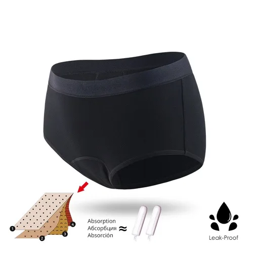 Bragas menstruales de 4 capas de algodón y fibra de bambú, calzoncillos reutilizables, ropa interior a prueba de fugas, lencería para incontinencia absorbente pesada