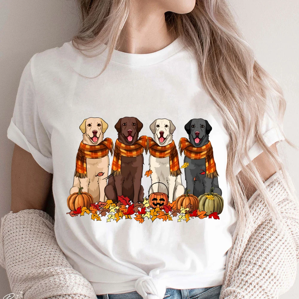 Labrador Retriever Thankgiving Dog Women Clothes Fall Dog Shirt Dog Lover Women's Clothing Pumpkin Women Clothing Fall T-shirt's