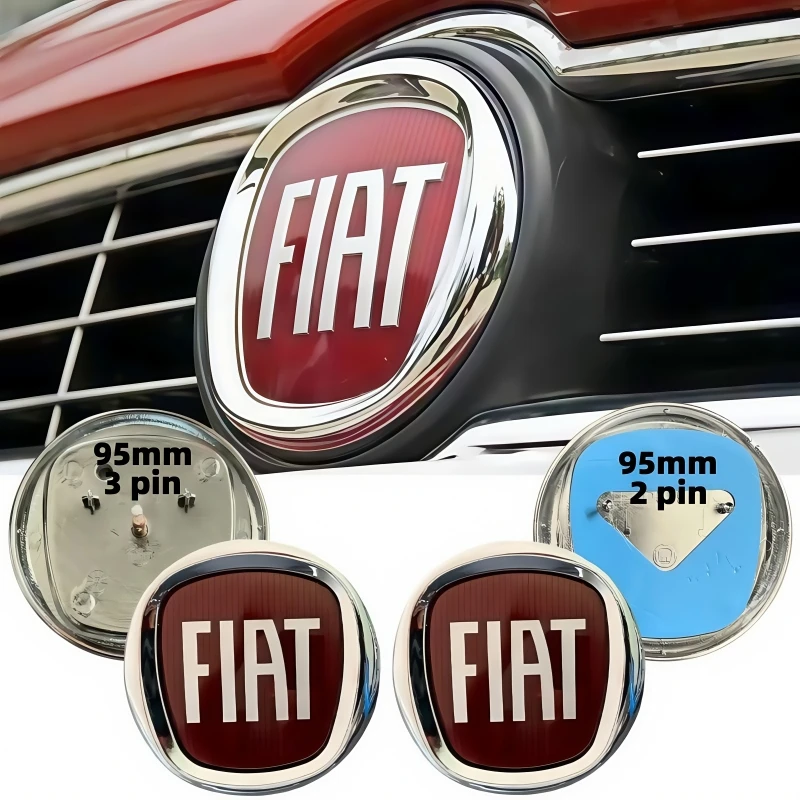 9.5cm/12cm 2/3pin Fiat Front Grille-Trunk Badge Accessories for Fiat 500 500C Doblo Palio Punto Aegea Panda Siena Stilo Bravo