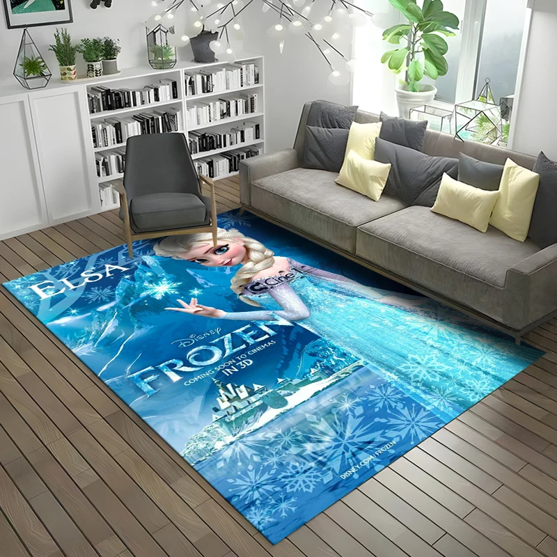 Disney Movie Frozen Elsa Princess Pattern Rug for Living Room Area Carpet Bathroom Mat Creative Doormat Bedroom Mat Home Decor