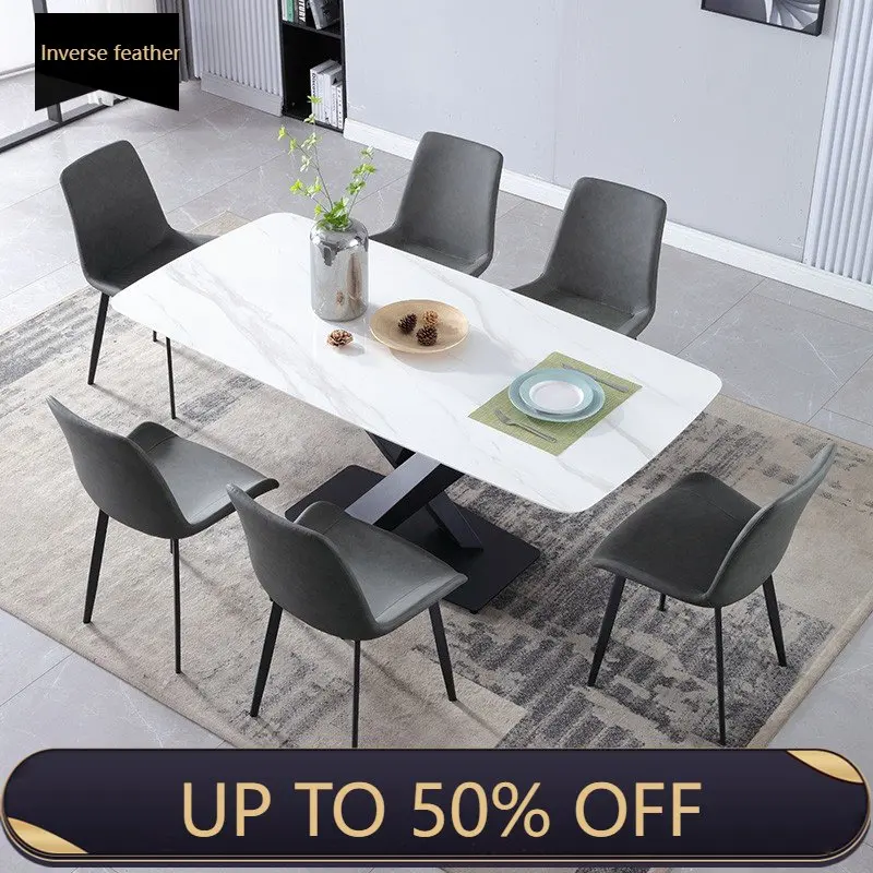 Rock Kitchen High-End Modern Mobile Table And Chair Set Nordic Family Dining Room With 6 Chairs Mesas De Jantar Furniture Luxury