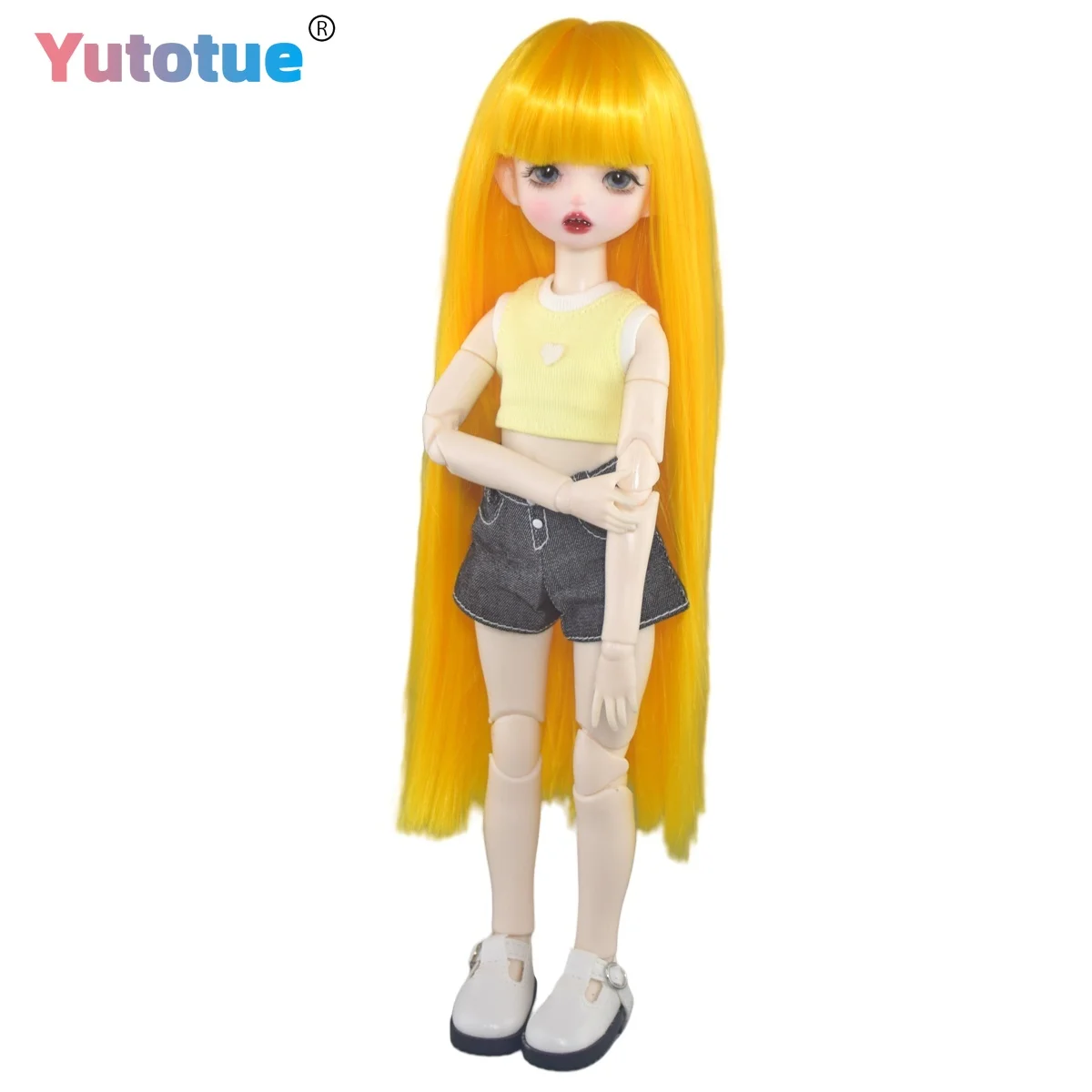 

YUTOTUE 30cm Height Girl Joints Body Doll with Straight Long Wig Fashion Outfits Set Kids Toy