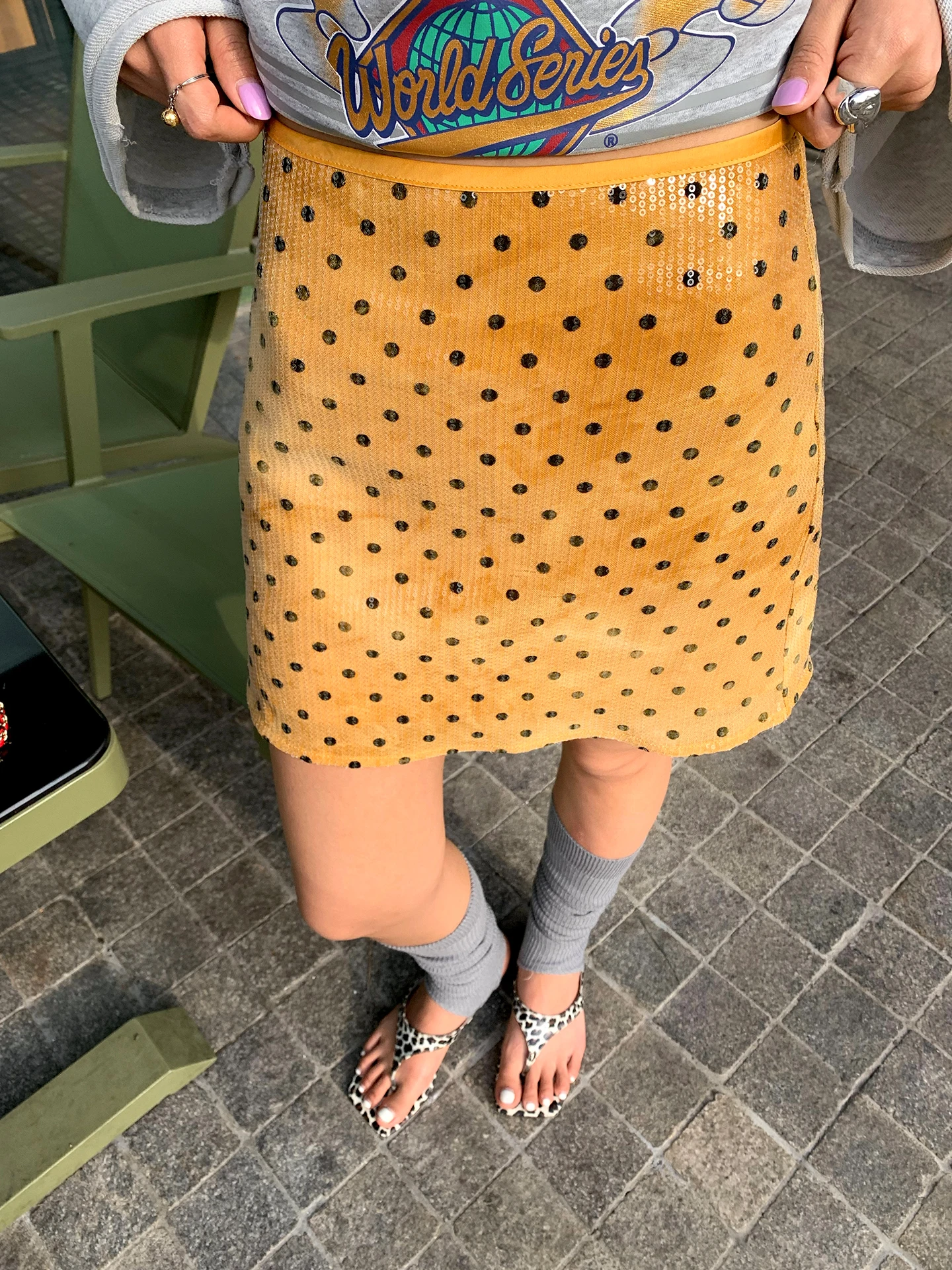 

Желтая юбка в горошек с завышенной талией, на молнии, из полиэстера и спандекса, А-силуэт, облегающий крой, женская модная модель