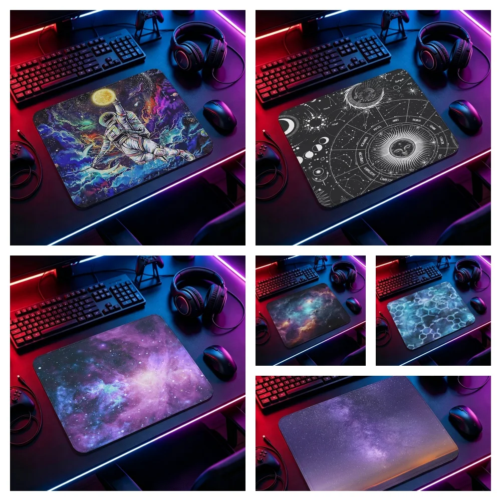 Space Galaxy Astronaut Gaming Mouse Pad Large Desk Mat Zodiac Constellation Rubber Keyboard Pad HD Print Office Computer