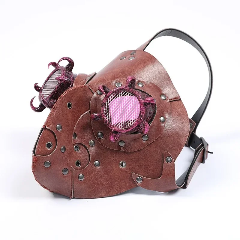 Hot Red Retro Steampunk Maske Halloween Maske Cosplay Punk Cocktail Party Spiel Party 3D Maske PU Steampunk Masken Cosplay Prop