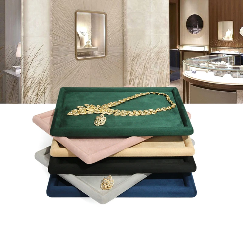 

Jewelry Tray Show Stand Shop Organizer Velvet Solid Color Jewelry Display Tray Necklace Glasses Watch Display Props
