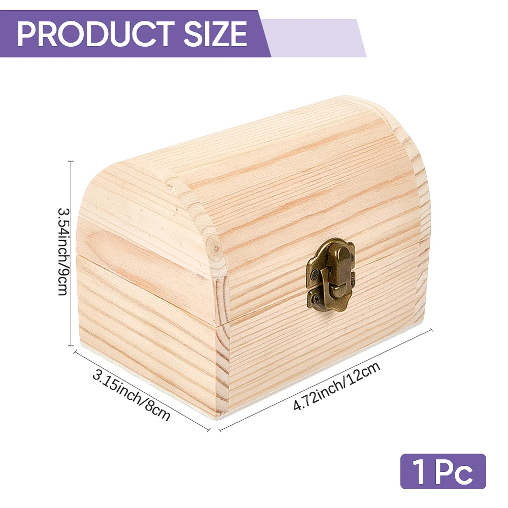 3.2 x 4.7 x 3.5In Unpainted Wooden Jewelry Boxes Unfinished Wood Box with Lid Lock Clasp Arch PeachPuff Storage Tool Accessories