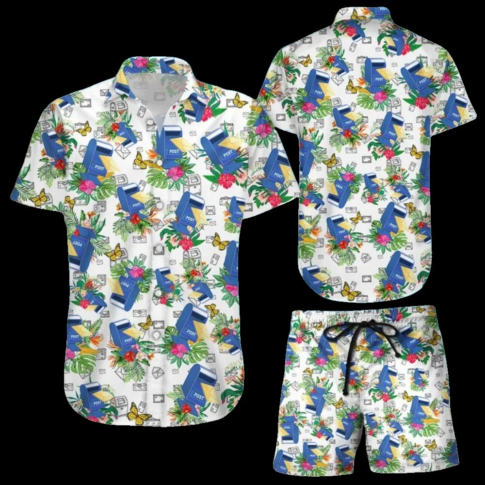 2025 New Disney Hawaii 3d Printed shirt New men's and women's fashion Cute Stitch Boys button short sleeve shorts set Disney Bea